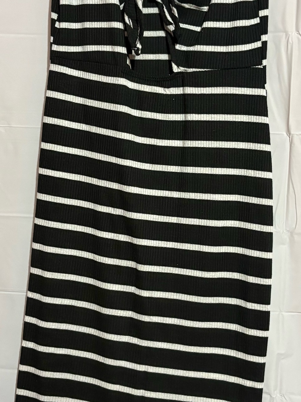 Striped Black and White Midi Dress